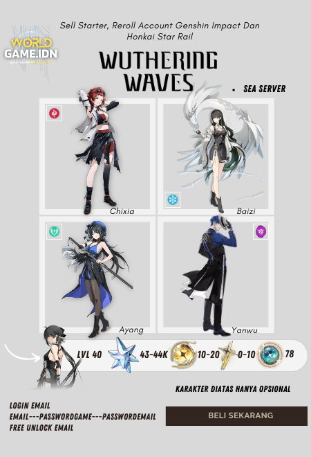[SEA Server] Akun Reroll Wuthering Waves 43-44k Astride Rover [Female] Union Level 41+